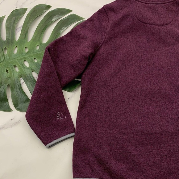 LL Bean Womens Sweater Pullover Size M Fleece Snap Trim Dark Purple Gray - Picture 10 of 11
